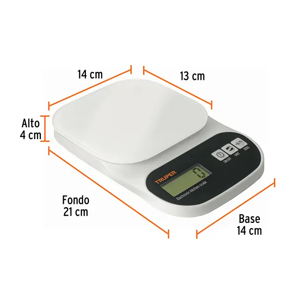 Báscula Digital Para Cocina, Plato De Vidrio, 5 Kg, Truper