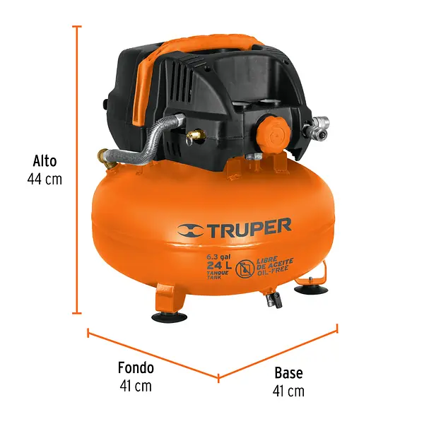 Compresor Libre De Aceite, 24l, 2-2/3hp, 127v, Truper