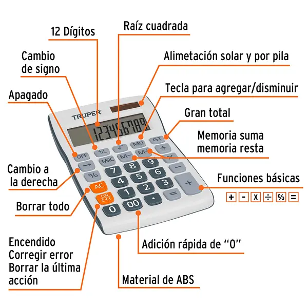 Calculadora De Escritorio 19 Cm, Truper