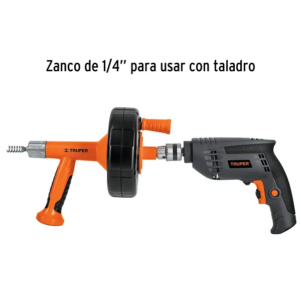 Destapacaños De 7.6 M Para Taladro, Con Mango, Truper