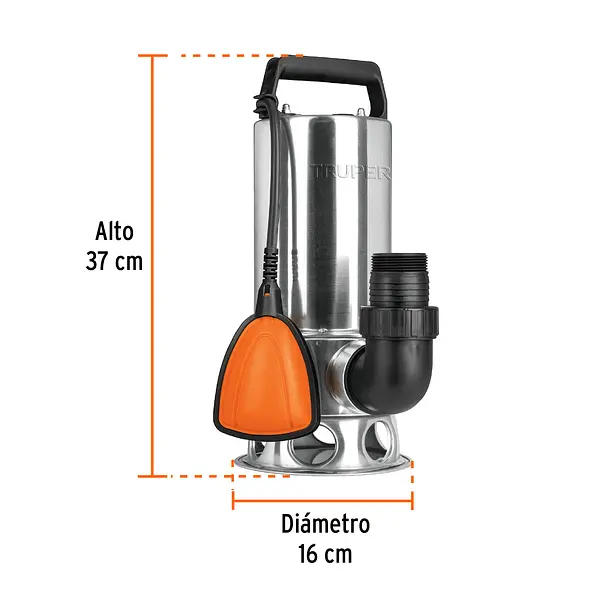 Bomba Sumergible Acero Inoxidable, Agua Sucia, 1-1/2hp, Trup