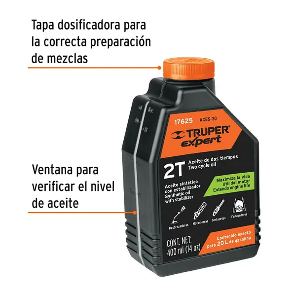 Aceite Sintético Para Motor De 2 Tiempos, 400 Ml