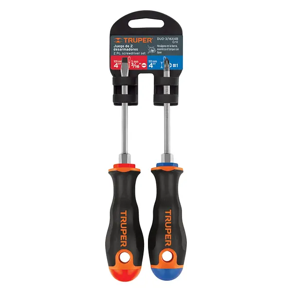 Dúo De Desarmadores 3/16" X 4" Mango Comfort Grip, Truper