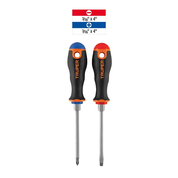 Dúo De Desarmadores 3/16" X 4" Mango Comfort Grip, Truper