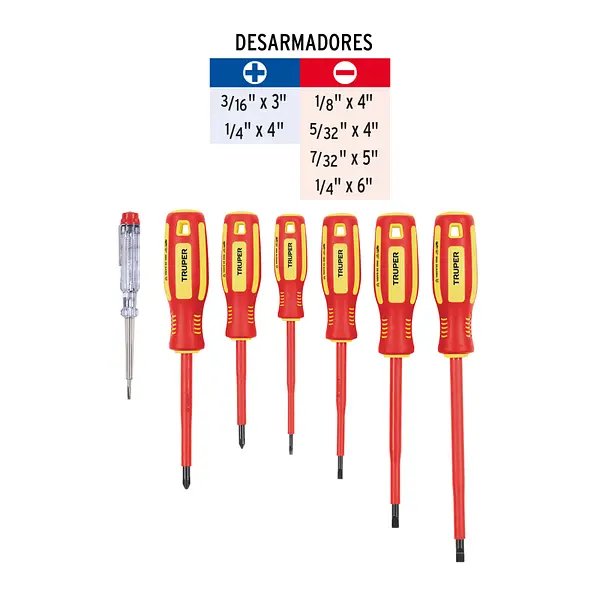 Juego 6 Desarmadores Dieléctricos Y 1 Probador De Corriente