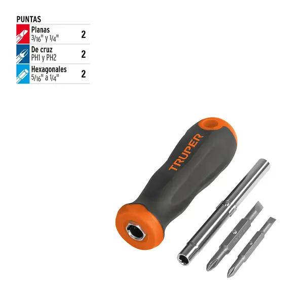 Desarmador 2 Puntas Dobles Y Barra Con 2 Cajas Hexagonales