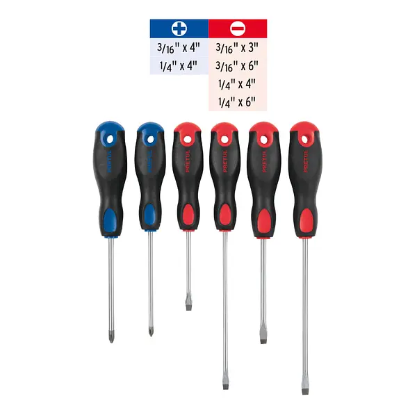Juego De 6 Desarmadores Mango Comfort Grip, Pretul