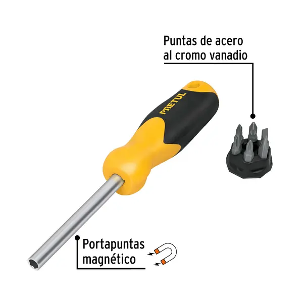 Desarmador Con 6 Puntas, Pretul
