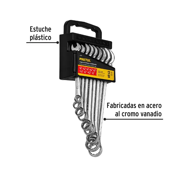 Juego De 9 Llaves Combinadas Std, Pretul