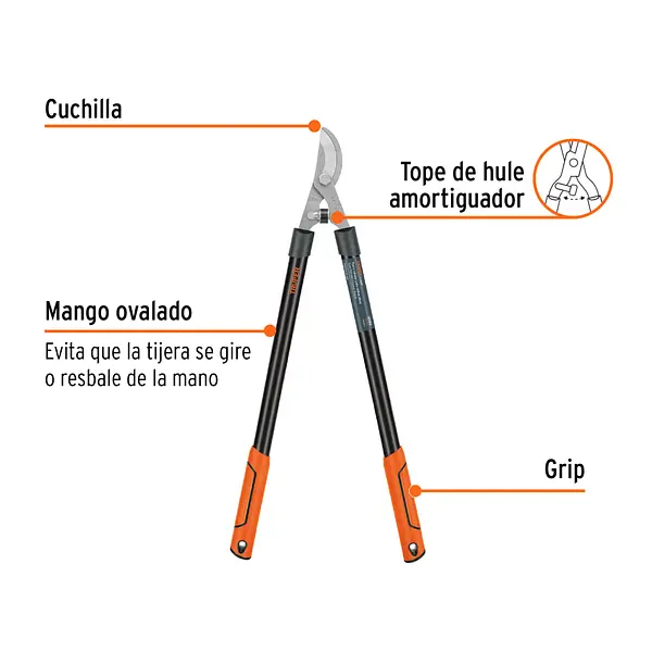 Tijera Para Ramas 70 Cm, Classic, Mgos Tubulares, Truper