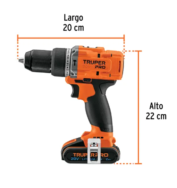 Rotomartillo 1/2", 20v, 2 Baterías 2ah, Truper Pro