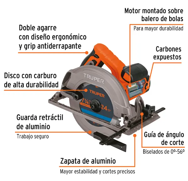 Sierra Circular 7-1/4", 1750w, Truper Pro