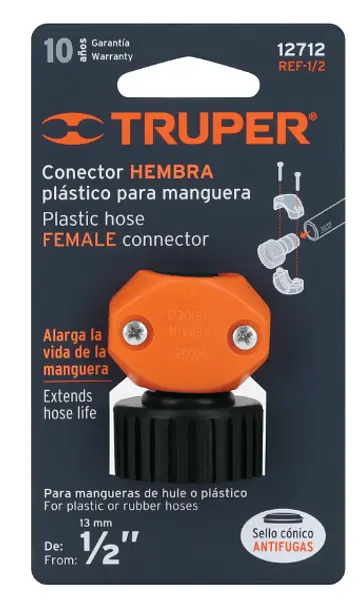 Conector 1/2" Hembra De Abs Para Manguera, Truper