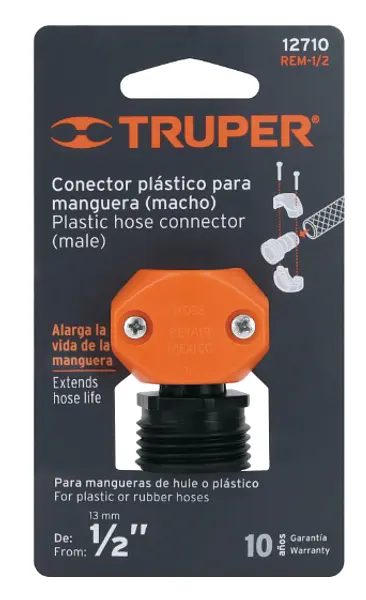 Conector 1/2" Macho De Abs Para Manguera, Truper