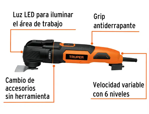 Multiherramienta 350w Con 9 Accesorios, Truper Pro