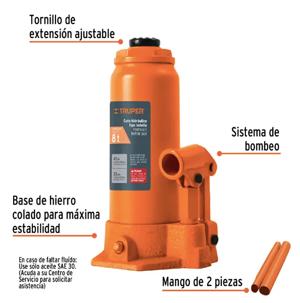Gato Hidráulico De Botella De 8 Ton, Truper