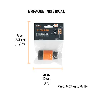 Conector 3/4" Rápido De Abs Grifo-Manguera Sistema Click