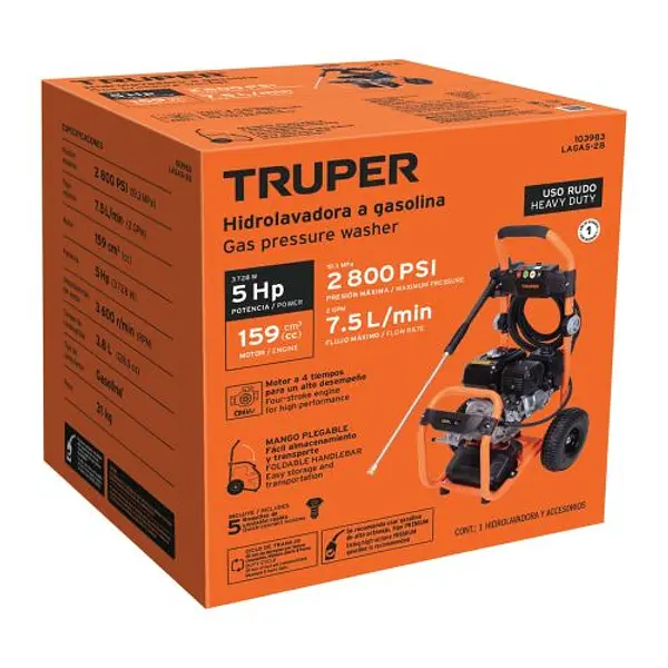 Hidrolavadora Con Motor A Gasolina, 2,800 Psi, Truper